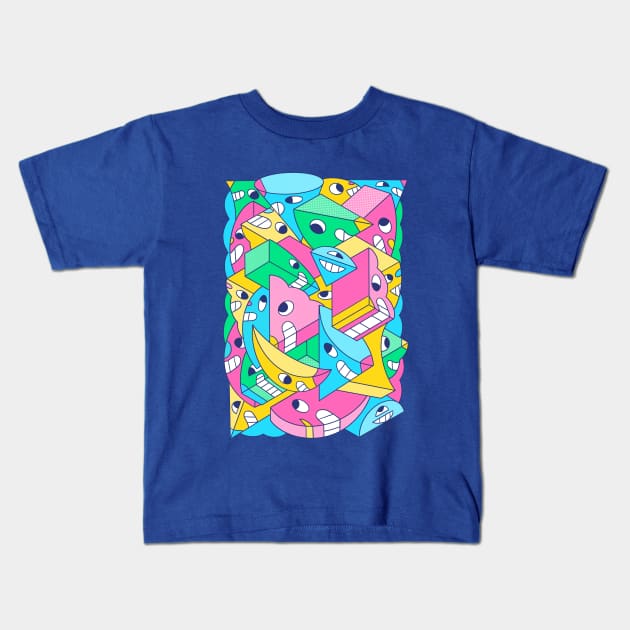 Smiley Angles Kids T-Shirt by geolaw